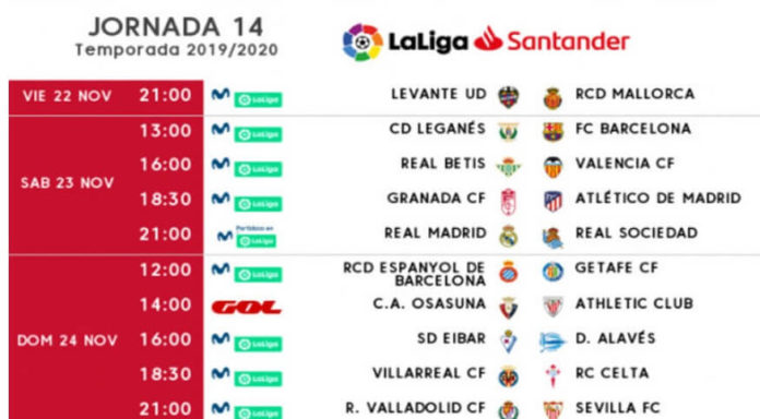 Jornada 14 Liga Española 2019 Jornada 14 Liga Española 2019