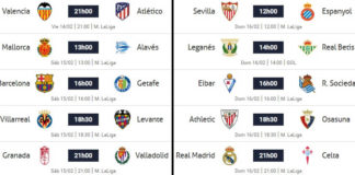 Partidos Jornada 24 Liga Española 2020 | Horarios y Clasificación Partidos Jornada 24 Liga Española 2020