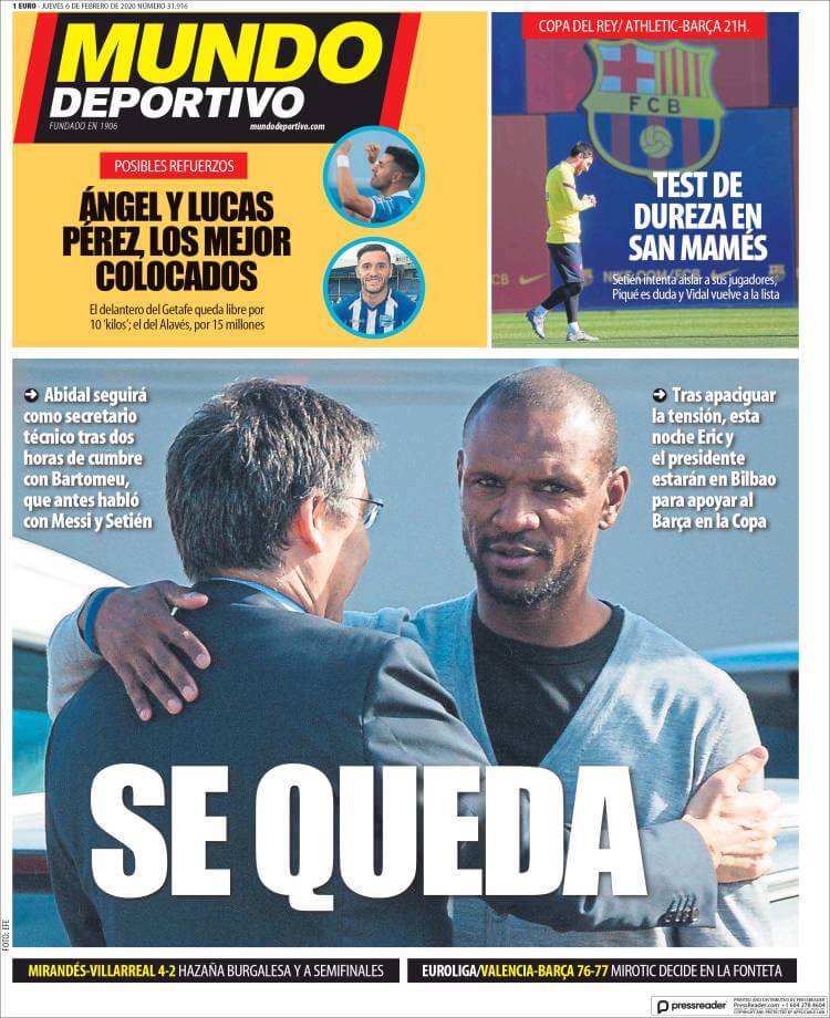 Portada diario Mundo Deportivo 6 de febrero de 2020 Portada diario Mundo Deportivo 6 de febrero de 2020