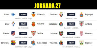 Partidos Jornada 27 Liga Española 2020 | Horarios y Clasificación Partidos Jornada 27 Liga Española 2020
