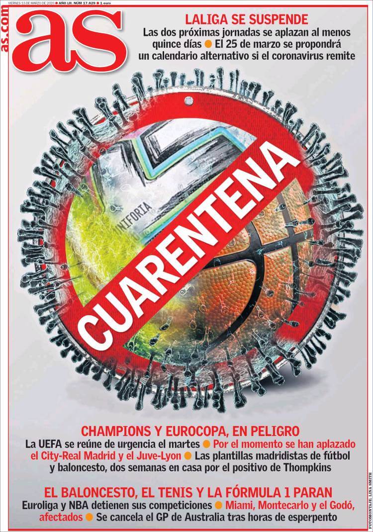 Portada diario As coronavirus