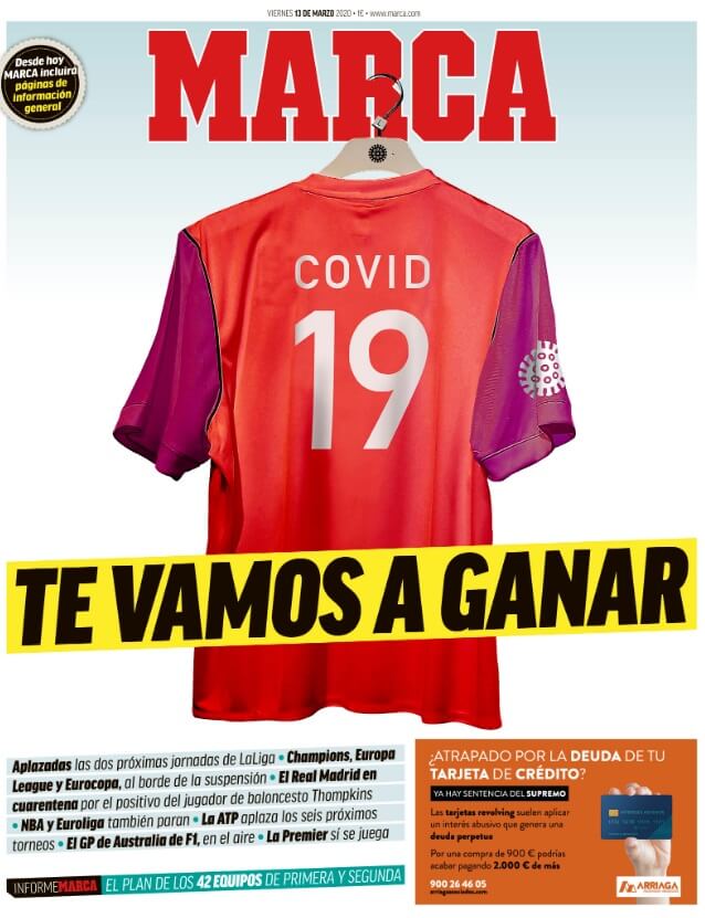 Portada diario As coronavirus