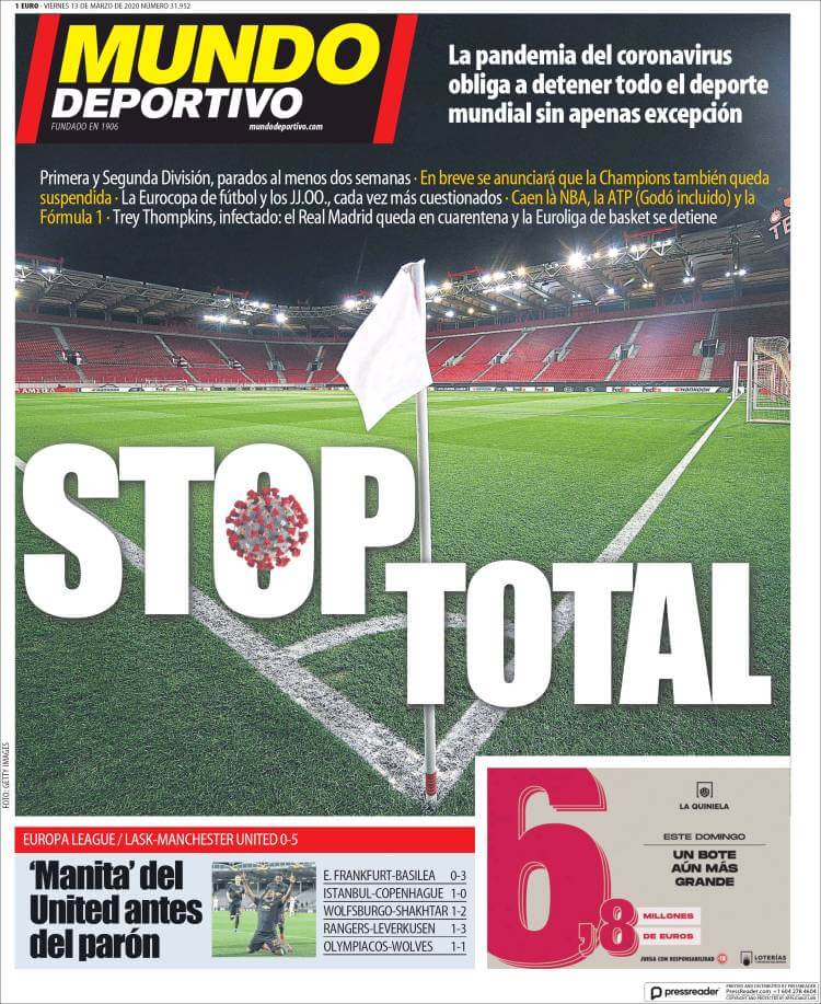 Portada diario As coronavirus