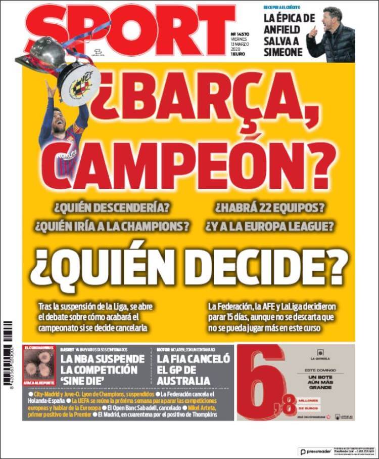 Portada diario As coronavirus