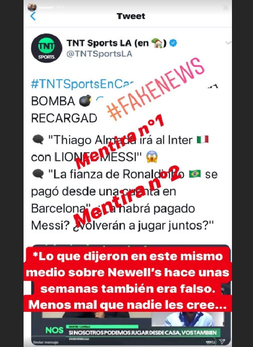 Messi Estalla en Instagram contra Fake News Messi Estalla en Instagram contra Fake News