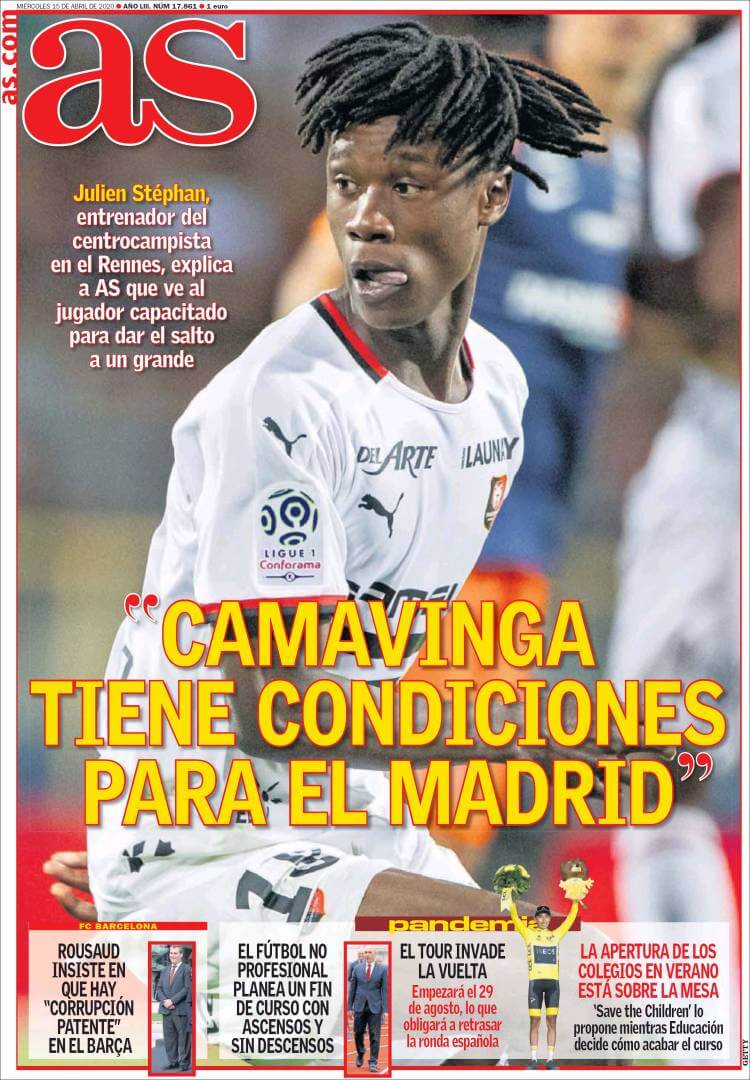 Portadas Diarios Deportivos Miércoles 15/04/2020