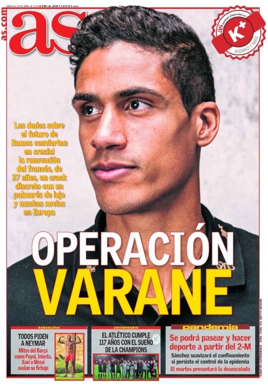 Portadas Diarios Deportivos Domingo 26/04/2020 Portadas Diarios Deportivos Domingo 26/04/2020