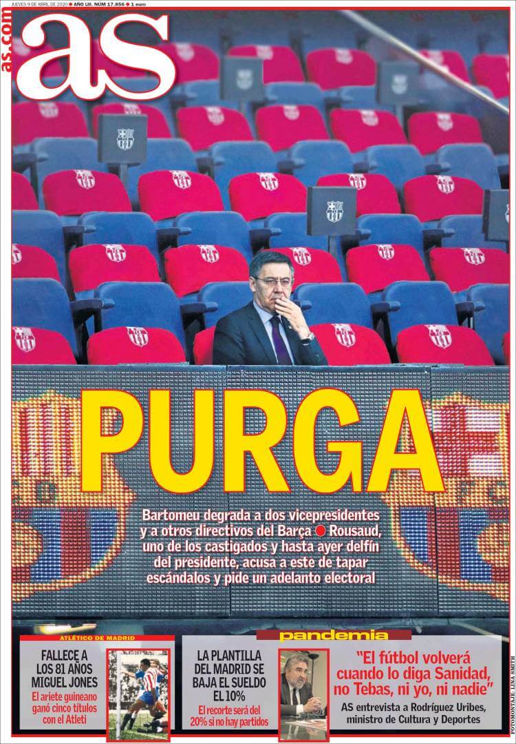 Portadas Diarios Deportivos Jueves 9/04/2020