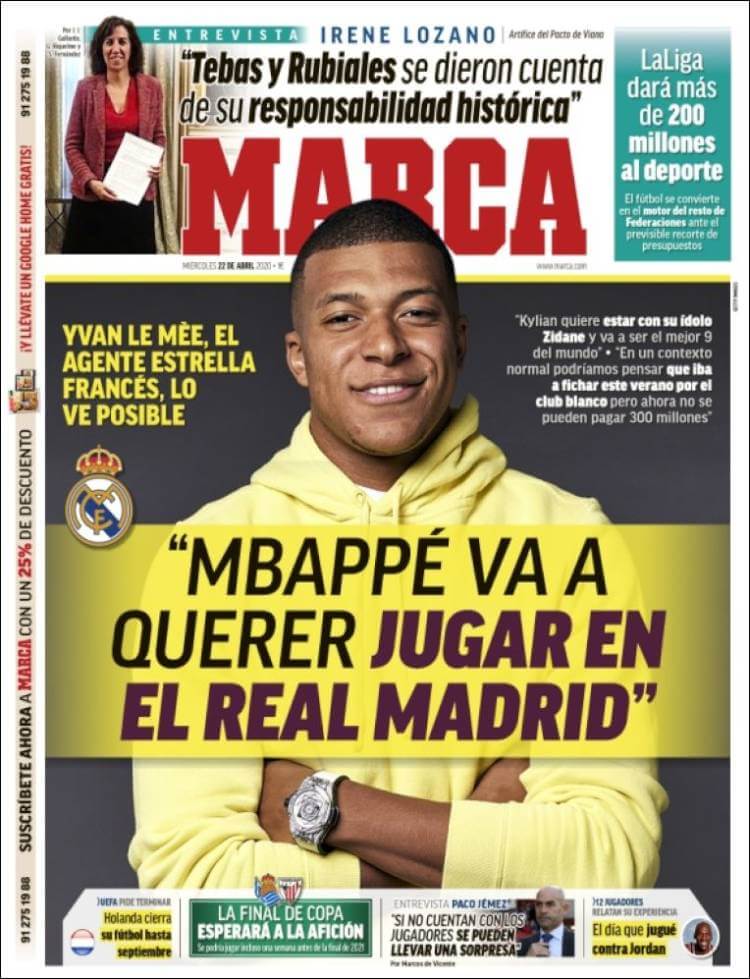 Portadas Diarios Deportivos Miércoles 22/04/2020