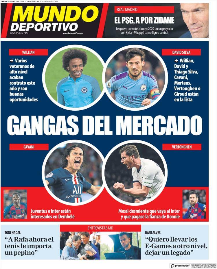 Portadas Diarios Deportivos Viernes 10/04/2020