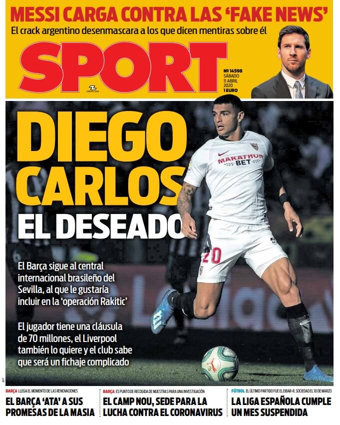 Portadas Diarios Deportivos Sábado 11/04/2020