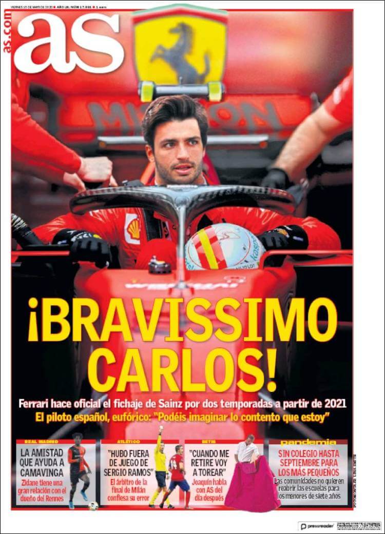Portadas Diarios Deportivos Viernes 15/05/2020