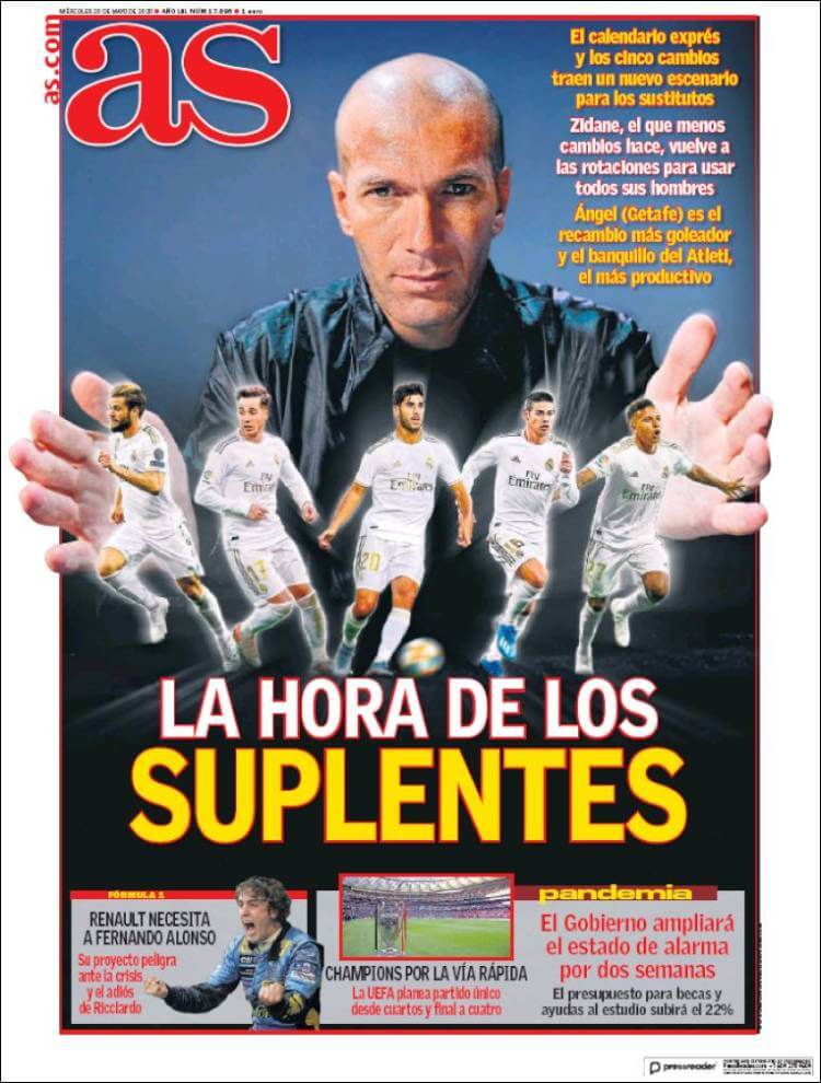 Portadas Diarios Deportivos Miércoles 20/05/2020