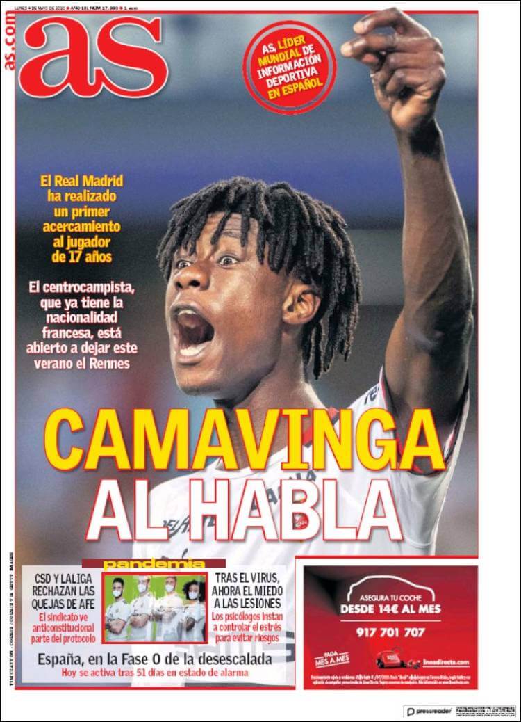Portadas Diarios Deportivos Lunes 4/05/2020