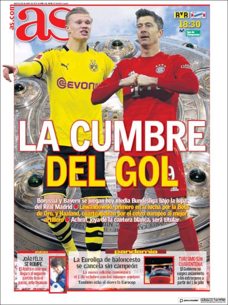 Portadas Diarios Deportivos Martes 26/05/2020