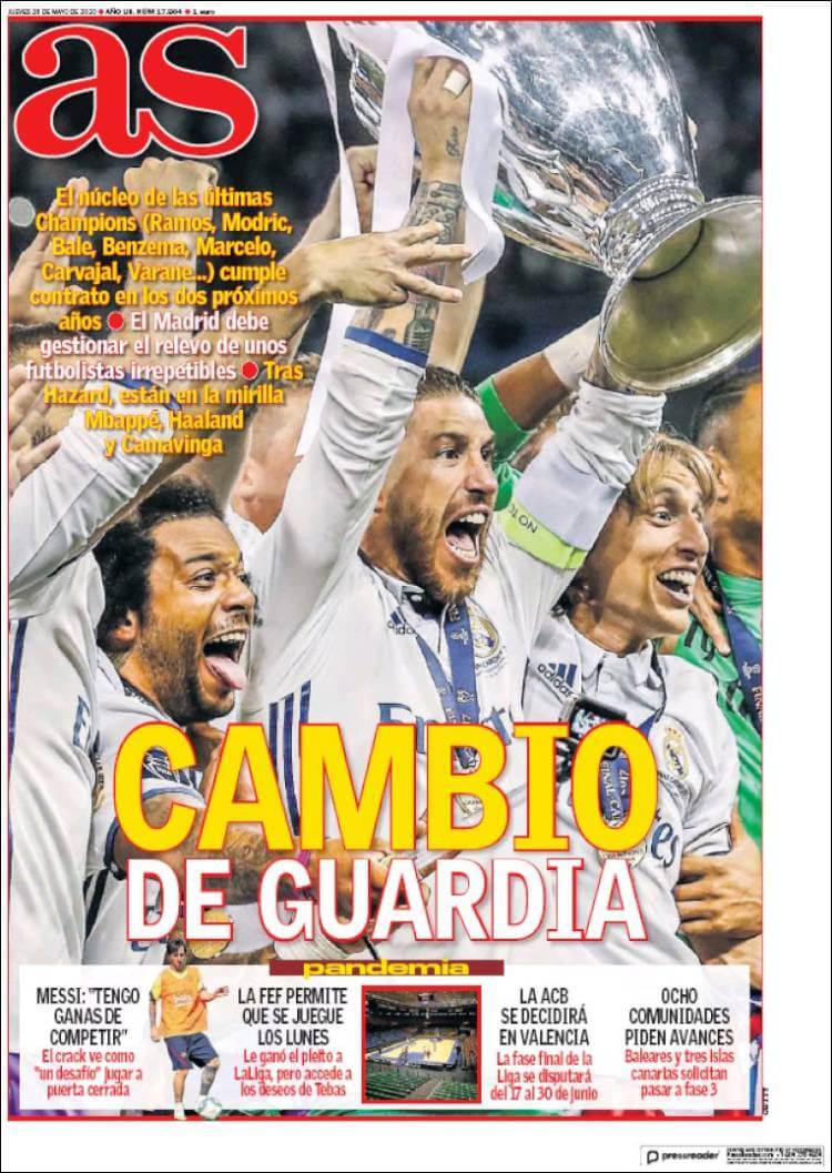 Portadas Diarios Deportivos Jueves 28/05/2020