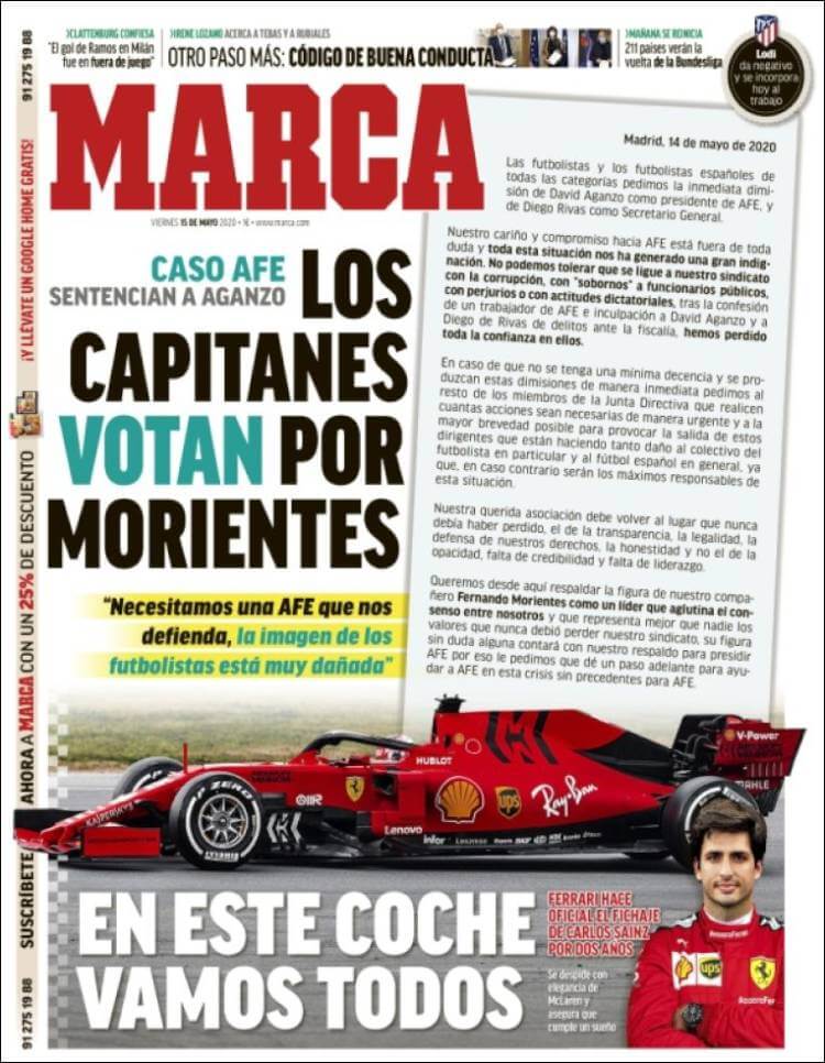 Portadas Diarios Deportivos Viernes 15/05/2020