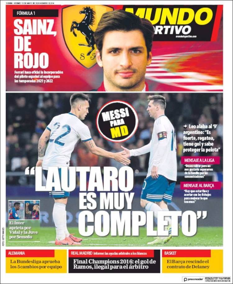 Portadas Diarios Deportivos Viernes 15/05/2020