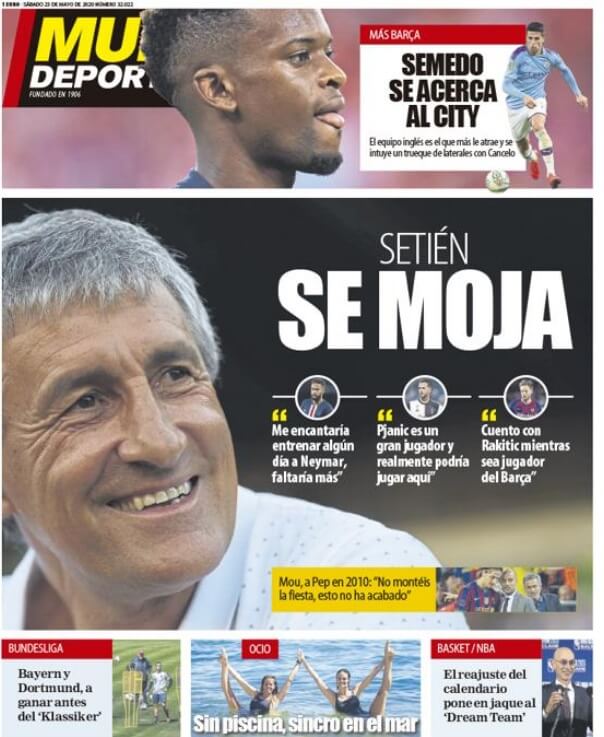 Portadas Diarios Deportivos Sábado 23/05/2020 
