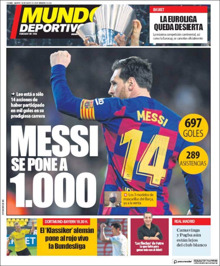 Portadas Diarios Deportivos Martes 26/05/2020