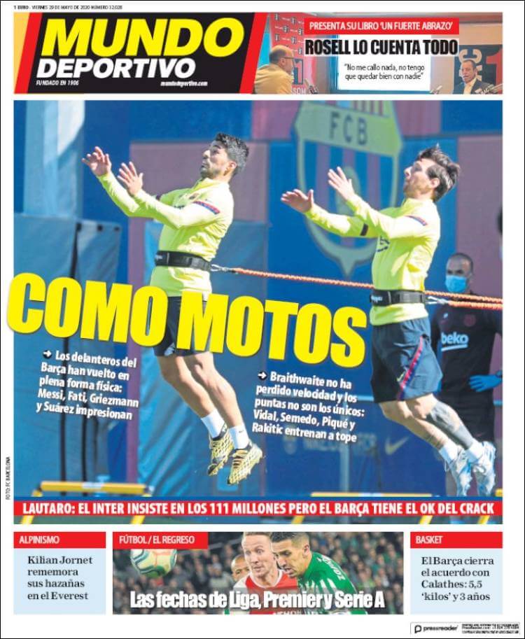Portadas Diarios Deportivos Viernes 29/05/2020