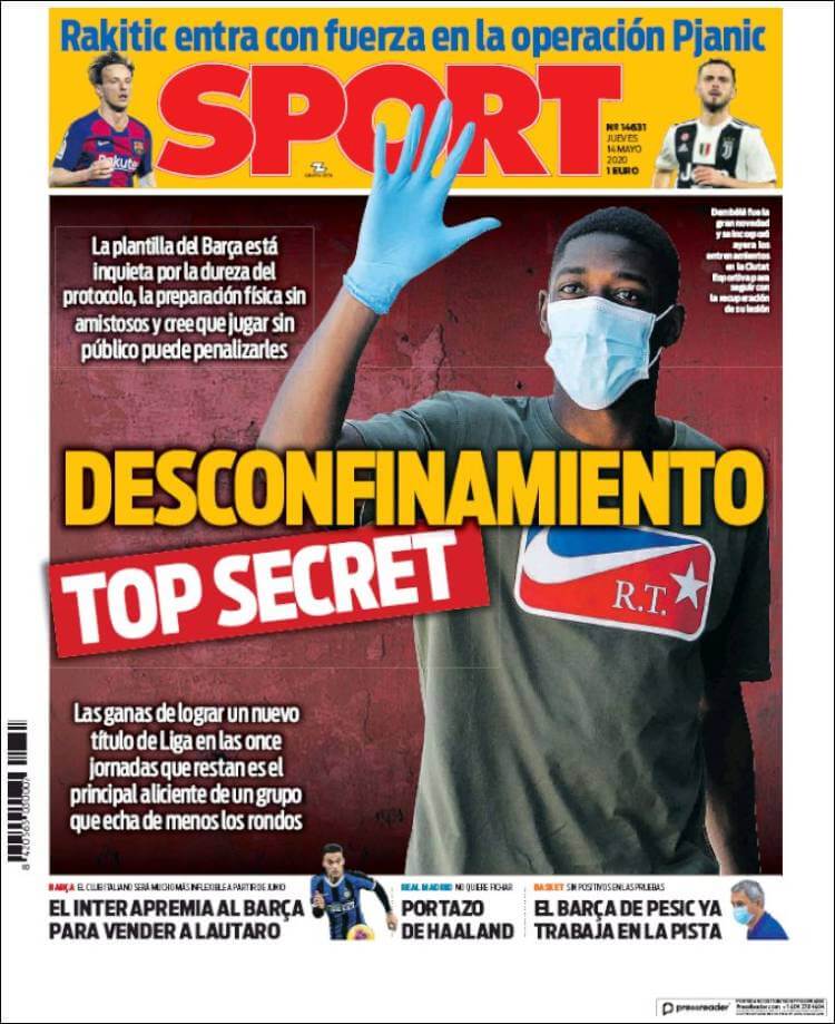 Portadas Diarios Deportivos Jueves 14/05/2020