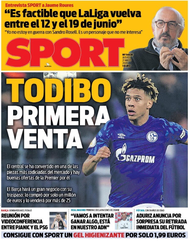 Portadas Diarios Deportivos Jueves 21/05/2020