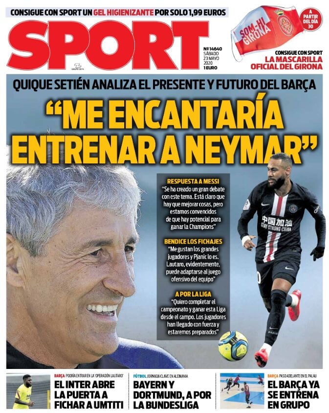Portadas Diarios Deportivos Sábado 23/05/2020 