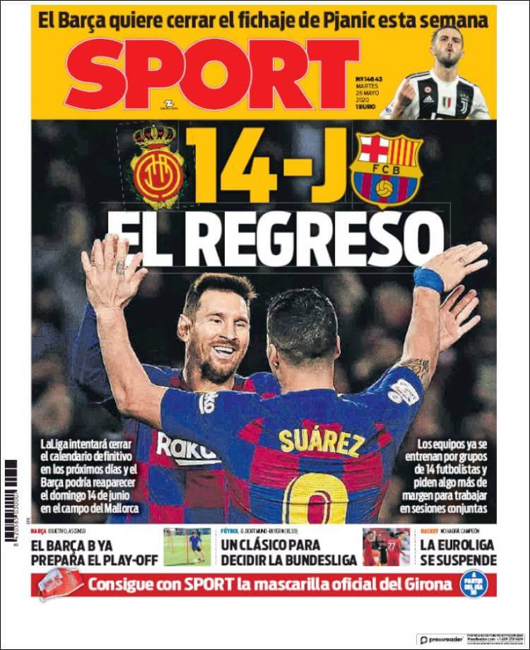 Portadas Diarios Deportivos Martes 26/05/2020