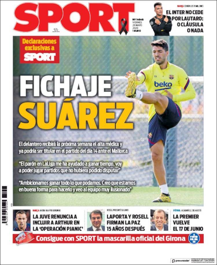 Portadas Diarios Deportivos Viernes 29/05/2020