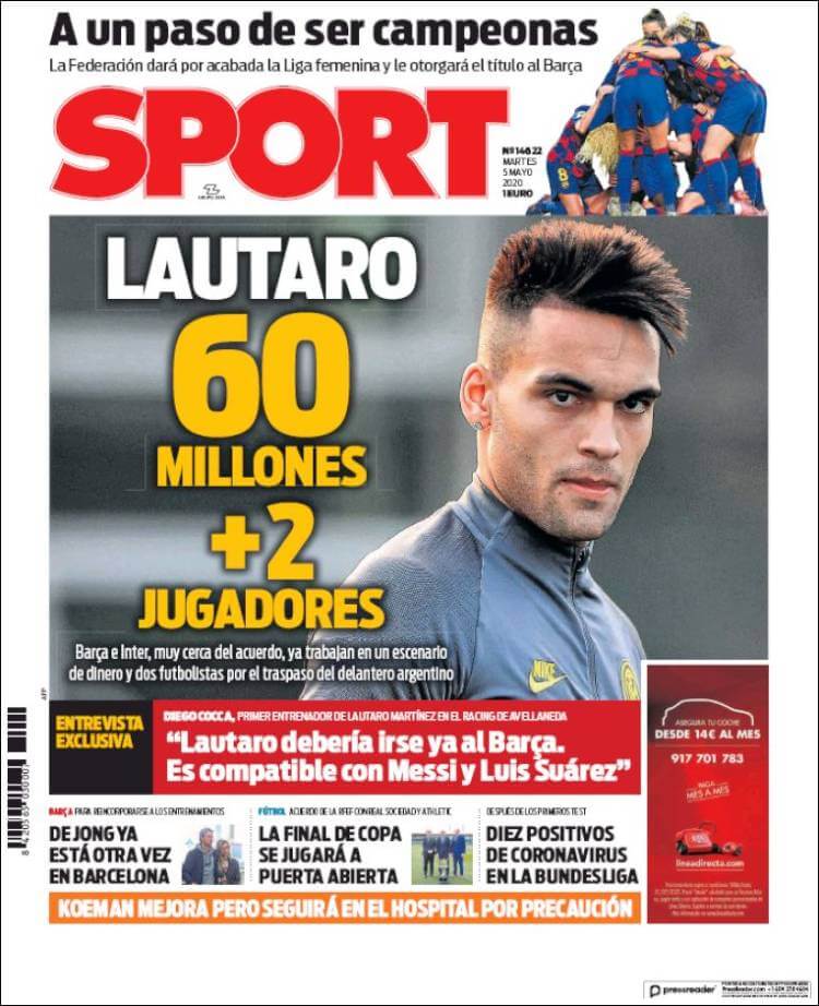 Portadas Diarios Deportivos Martes 5/05/2020