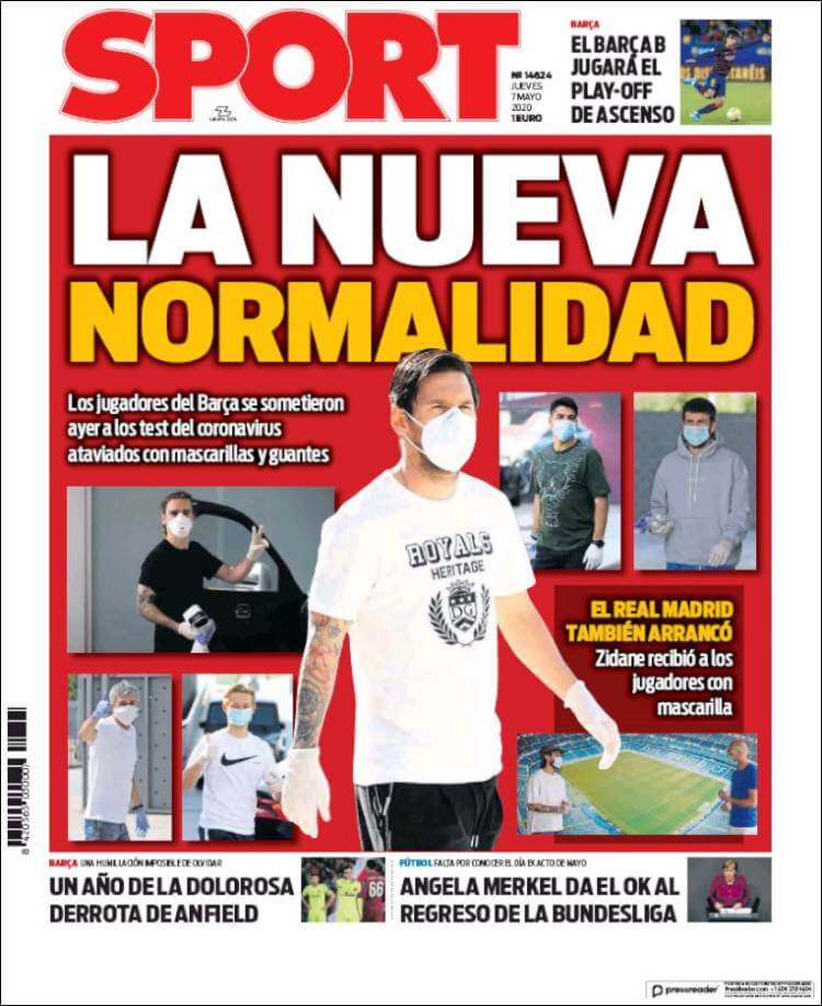 Portadas Diarios Deportivos Jueves 7/05/2020