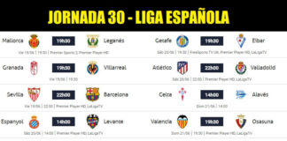 Partidos Jornada 30 Liga Española 2020 | Horarios y Clasificación Partidos Jornada 30 Liga Española 2020 | Horarios y Clasificación