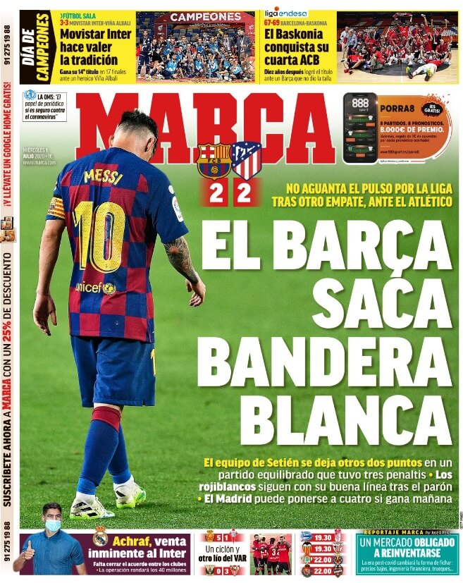 Portadas Diarios Deportivos Miércoles 1/07/2020 Portadas Diarios Deportivos Miércoles 1/07/2020