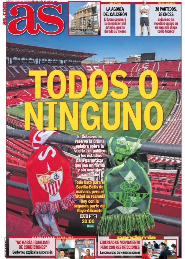 Portadas Diarios Deportivos Miércoles 10/06/2020