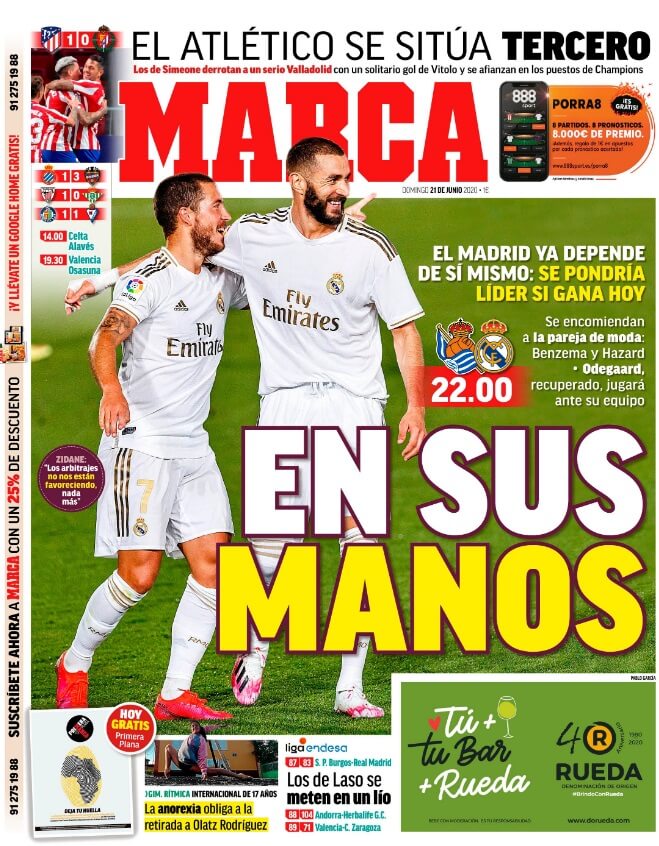 Portadas Diarios Deportivos Domingo 21/06/2020