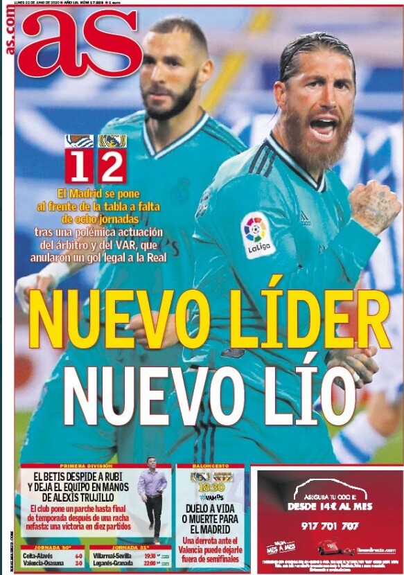 Portadas Diarios Deportivos Lunes 22/06/2020