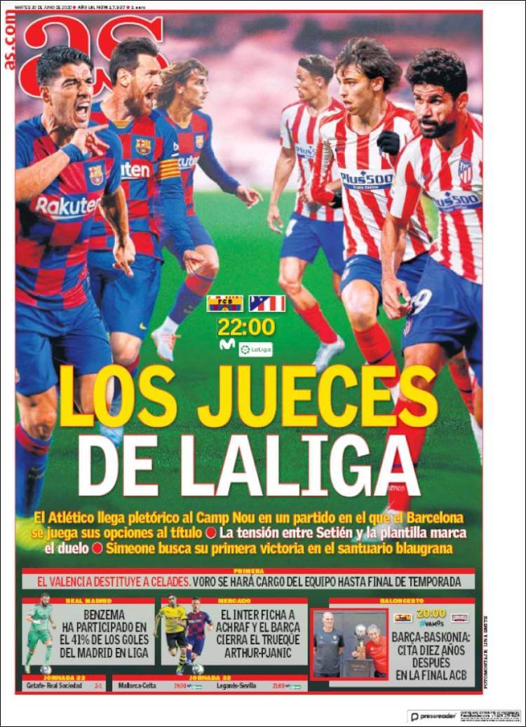 Portadas Diarios Deportivos Martes 30/06/2020