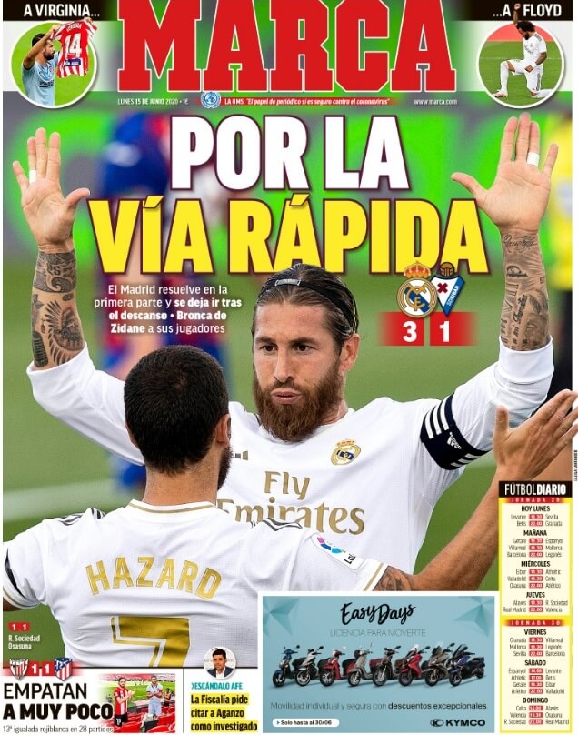 Portadas Diarios Deportivos Lunes 15/06/2020