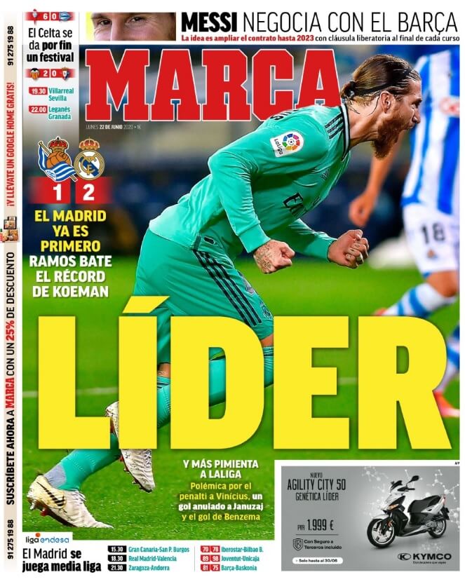Portadas Diarios Deportivos Lunes 22/06/2020 Portadas Diarios Deportivos Lunes 22/06/2020
