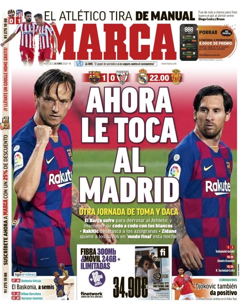 Portadas Diarios Deportivos Lunes 24/06/2020 Portadas Diarios Deportivos Lunes 24/06/2020