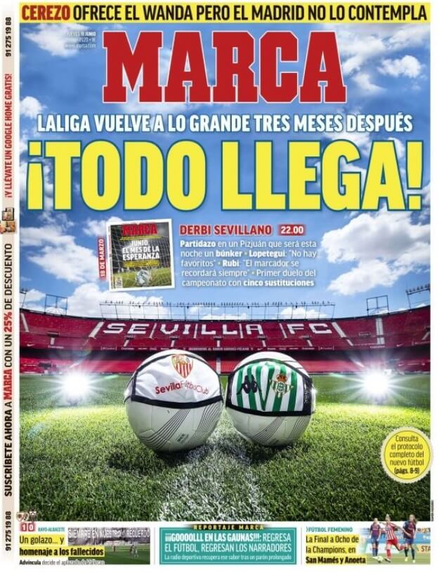 Portadas Diarios Deportivos Jueves 11/06/2020