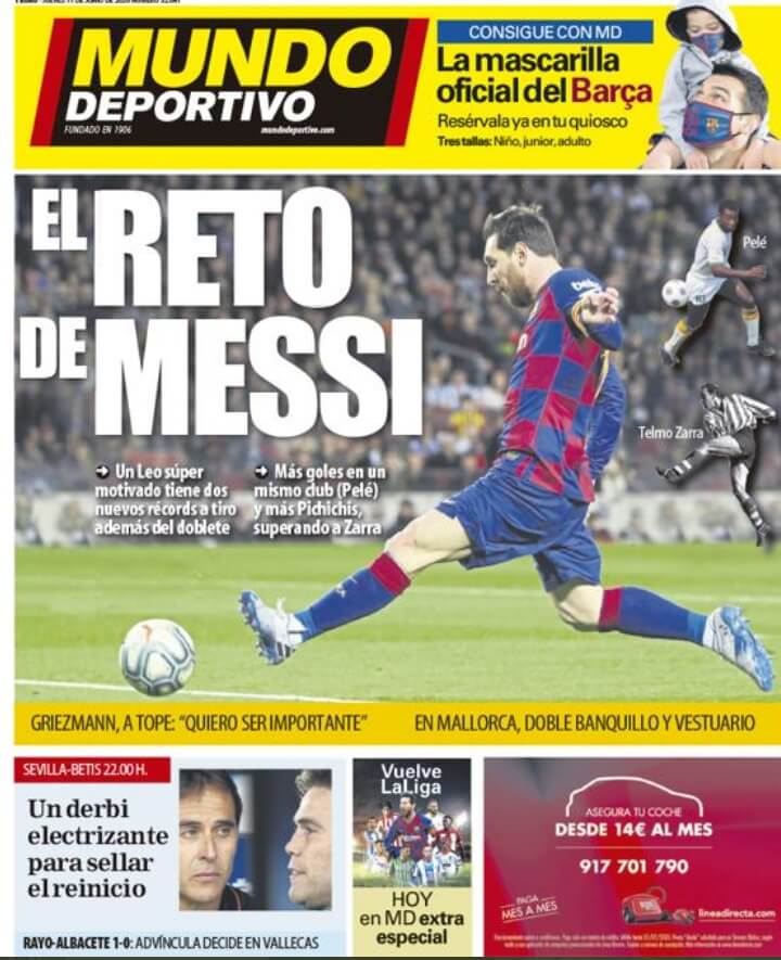 Portadas Diarios Deportivos Jueves 11/06/2020