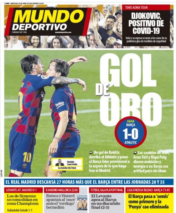 Portadas Diarios Deportivos Lunes 24/06/2020 Portadas Diarios Deportivos Lunes 24/06/2020