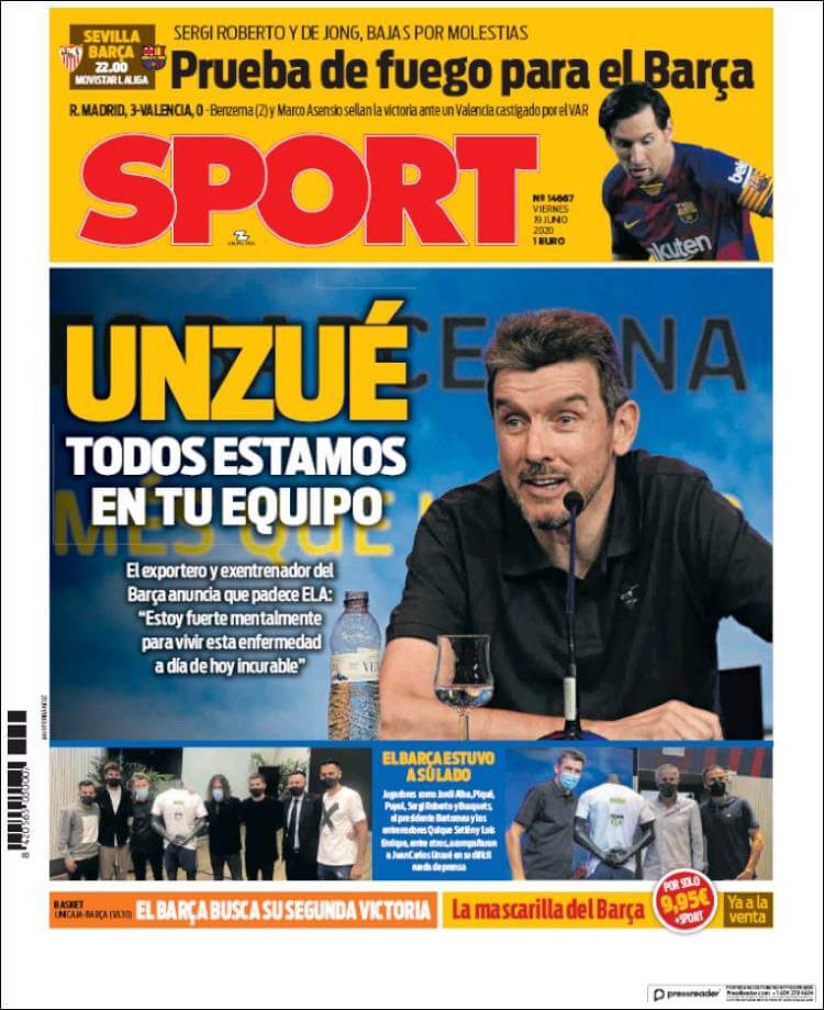 Portadas Diarios Deportivos Viernes 19/06/2020 Portadas Diarios Deportivos Viernes 19/06/2020