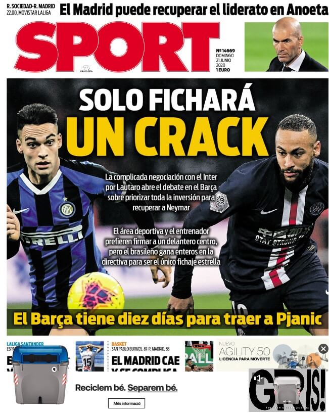 Portadas Diarios Deportivos Domingo 21/06/2020 Portadas Diarios Deportivos Domingo 21/06/2020
