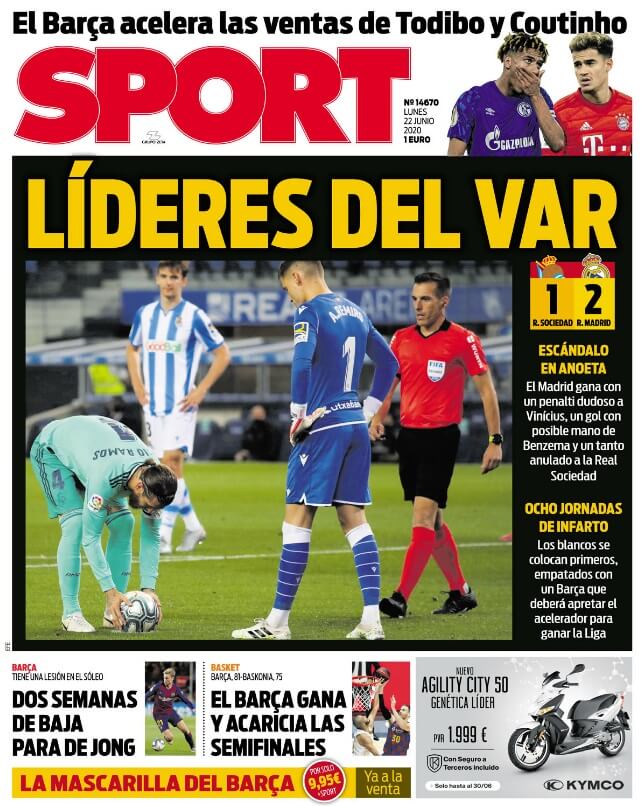 Portadas Diarios Deportivos Lunes 22/06/2020 Portadas Diarios Deportivos Lunes 22/06/2020