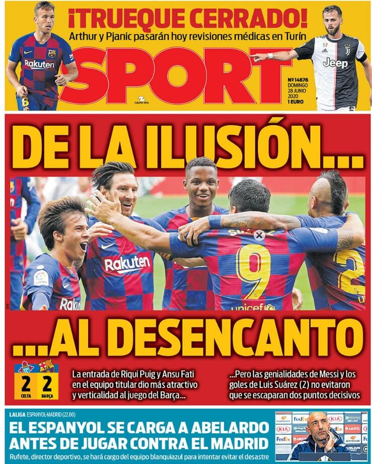 Portadas Diarios Deportivos Domingo 28/06/2020 Portadas Diarios Deportivos Domingo 28/06/2020