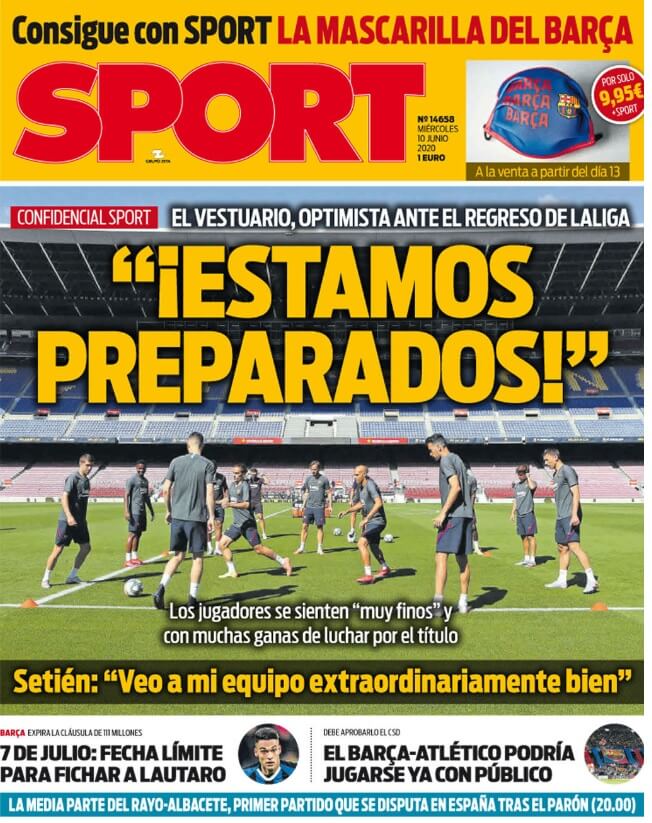 Portadas Diarios Deportivos Miércoles 10/06/2020