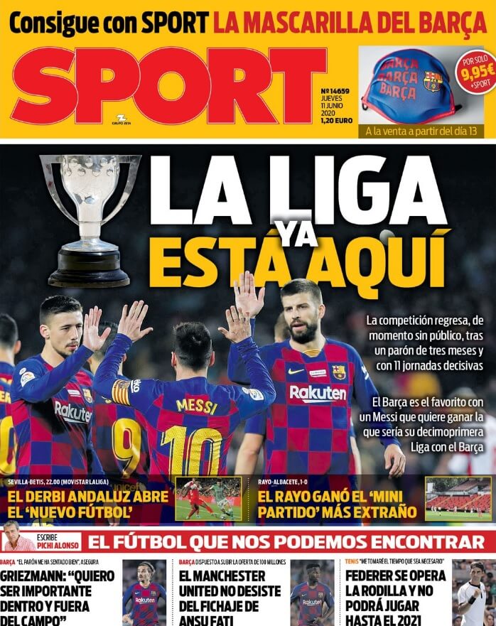 Portadas Diarios Deportivos Jueves 11/06/2020